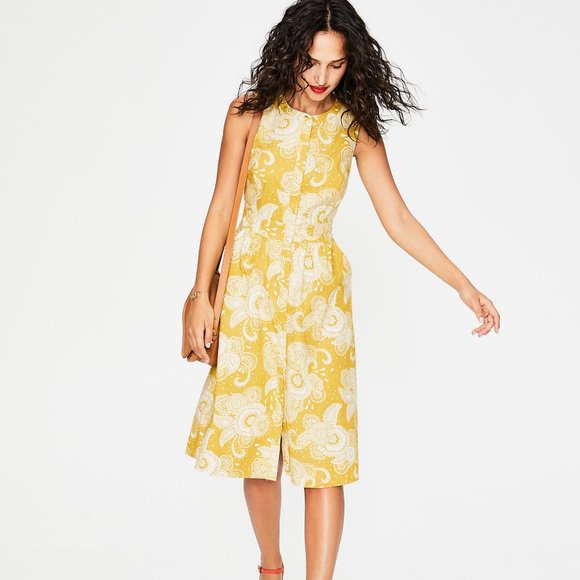 Boden Dresses & Skirts - Boden Mimosa Yellow Paisley Leila Shirt Dress